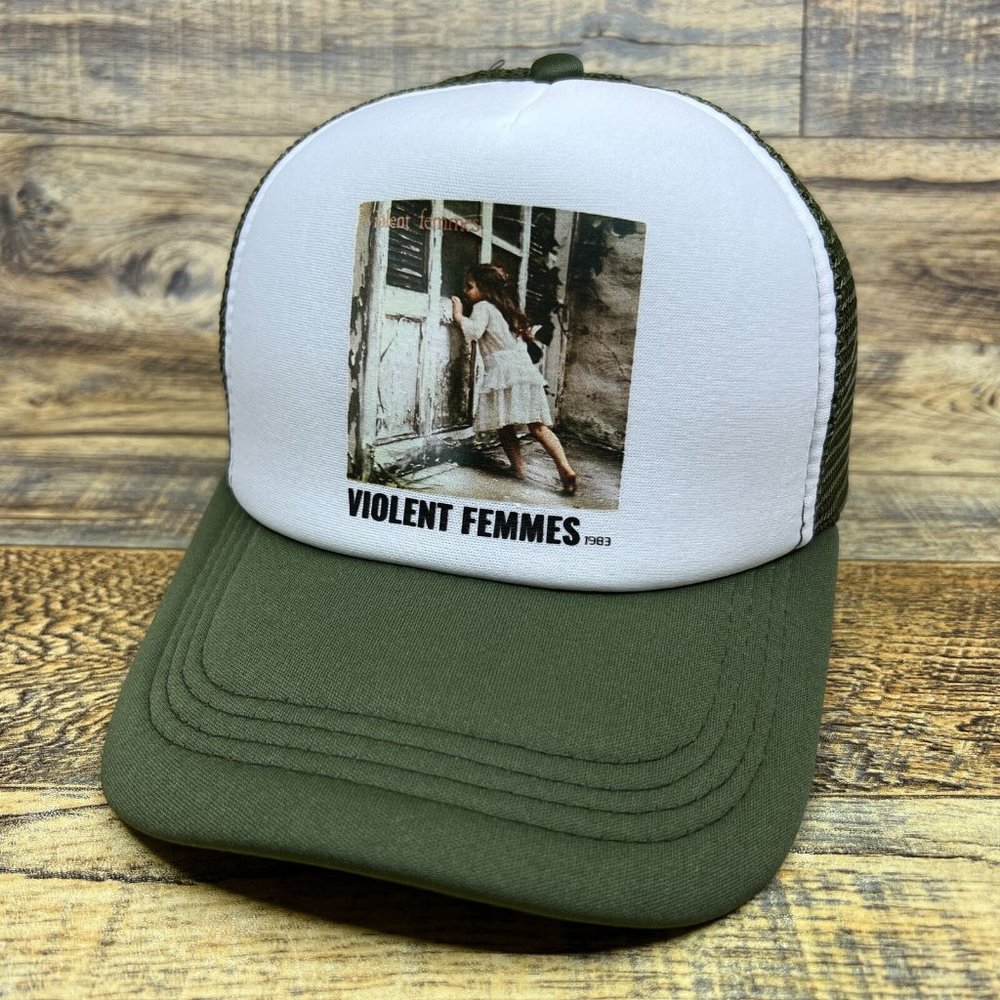 Violent Femmes Mens Trucker Hat Olive Snapback American Folk Punk Band Ball Cap - Picture 1 of 8